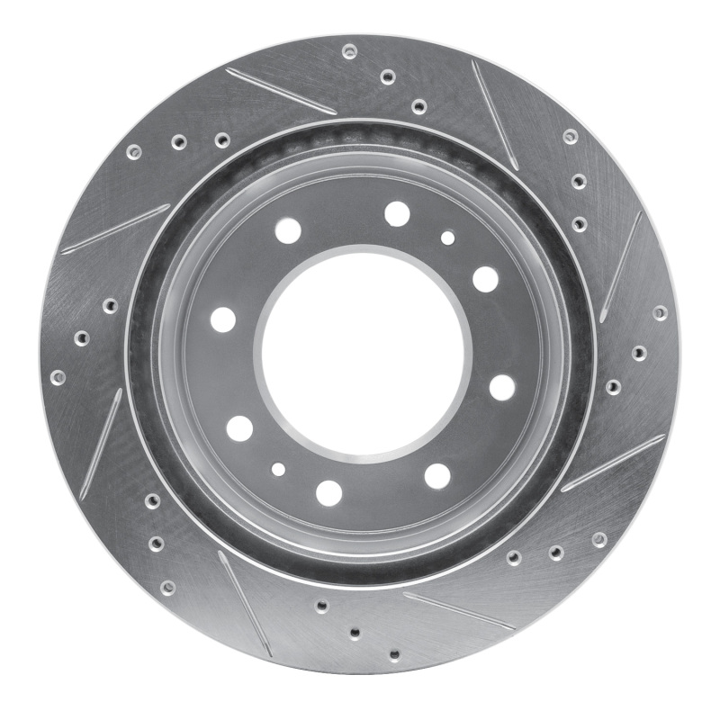 Chevrolet Silverado 2500 HD Brake Rotor (1) - Rear Left - R1 Concepts - Drilled & Slotted - Silver - `11-`25